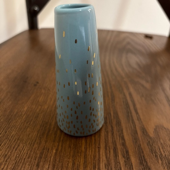 MCM blue with goldtone accents bud vase - Picture 6 of 10